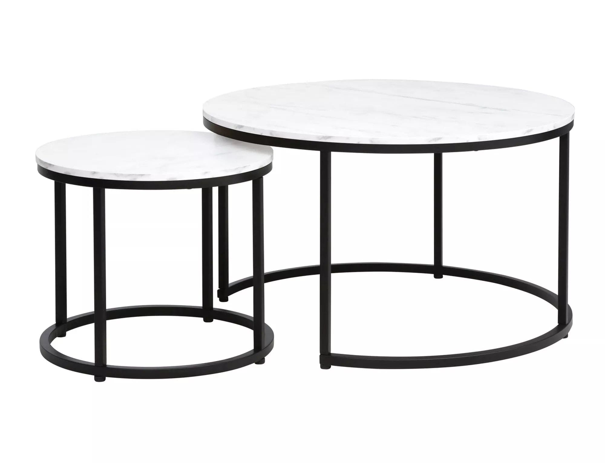 Set di 2 tavolini da caffè Dion Bianco e Nero