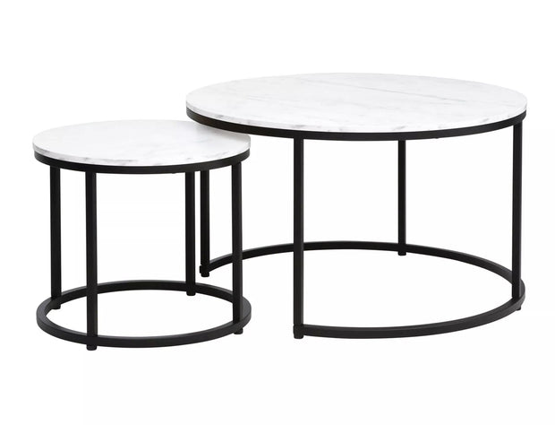 Set di 2 tavolini da caffè Dion Bianco e Nero
