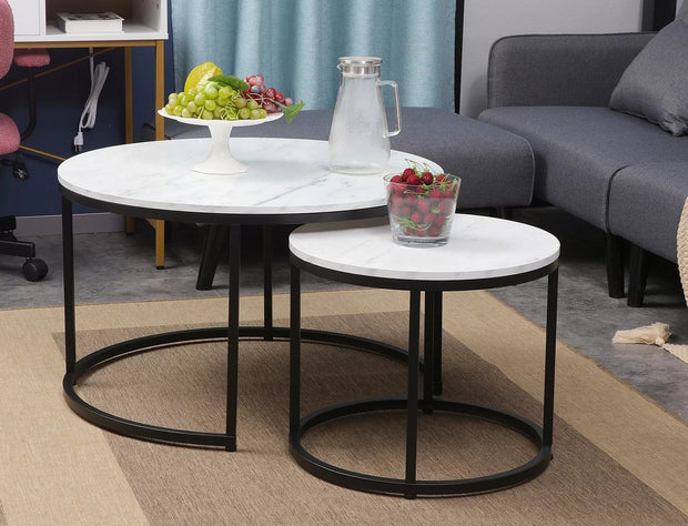 Set di 2 tavolini da caffè Dion Bianco e Nero (2)