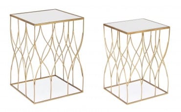 Bizzotto Set di 2 tavolini da caffè Elenor Oro