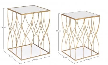Bizzotto Set di 2 tavolini da caffè Elenor Oro
