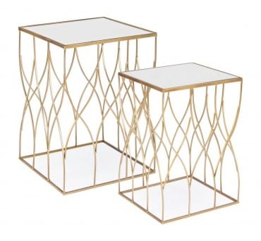 Bizzotto Set di 2 tavolini da caffè Elenor Oro