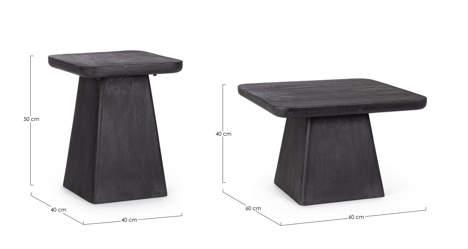 Bizzotto Set di 2 tavolini da caffè Fuji Nero