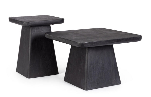 Bizzotto Set di 2 tavolini da caffè Fuji Nero