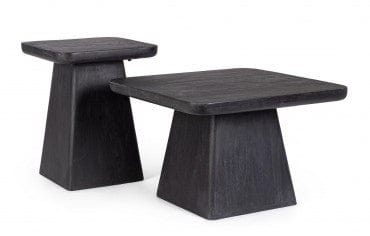 Bizzotto Set di 2 tavolini da caffè Fuji Nero