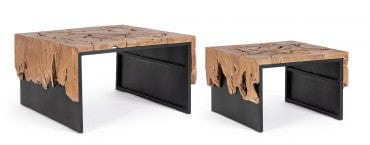 Bizzotto Set di 2 tavolini da caffè Grenada Naturale