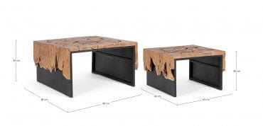 Bizzotto Set di 2 tavolini da caffè Grenada Naturale