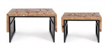 Bizzotto Set di 2 tavolini da caffè Grenada Naturale