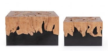 Bizzotto Set di 2 tavolini da caffè Grenada Naturale