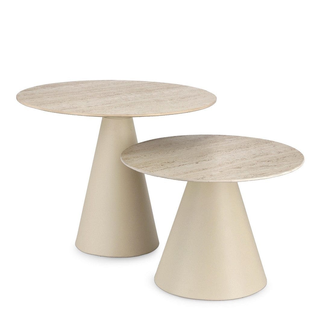 Bizzotto Set di 2 tavolini da caffè Hardy Crema