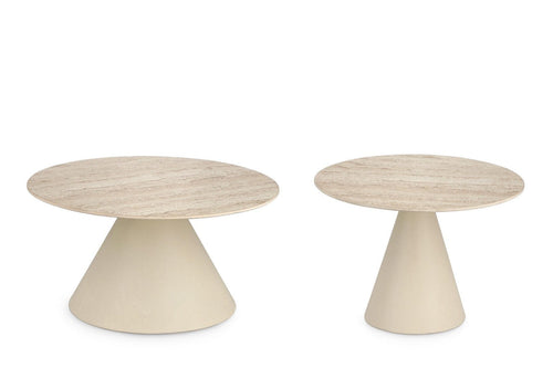 Bizzotto Set di 2 tavolini da caffè Hardy Crema