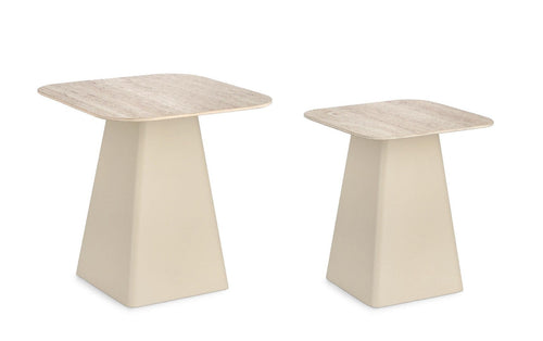 Bizzotto Set di 2 tavolini da caffè Hardy Crema