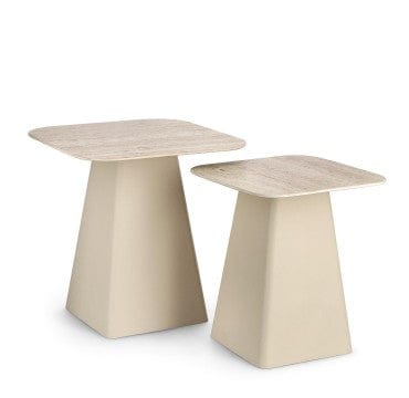 Bizzotto Set di 2 tavolini da caffè Hardy Crema