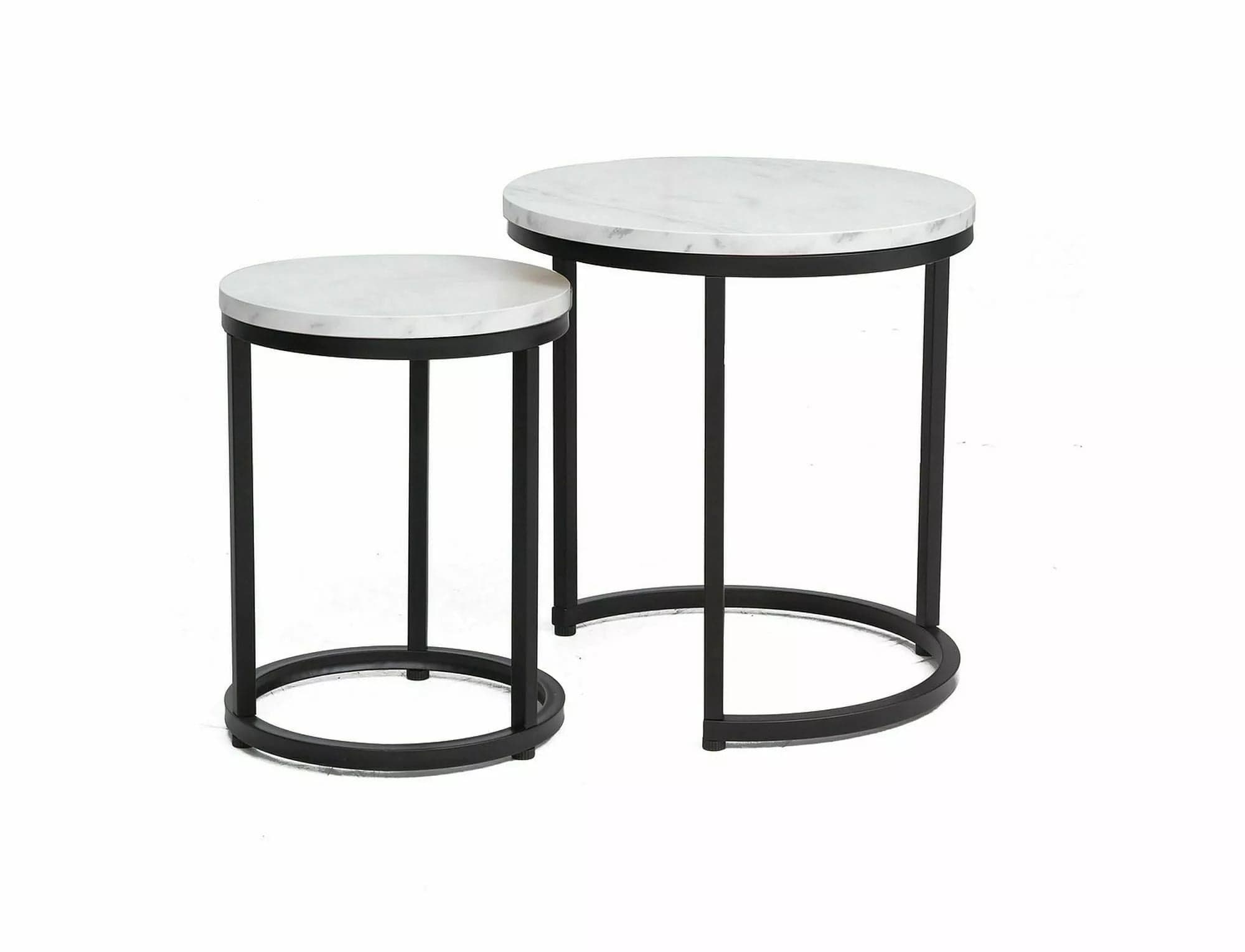 Set di 2 tavolini da caffè Hola Bianco e Nero