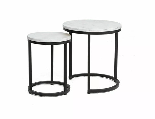 Set di 2 tavolini da caffè Hola Bianco e Nero