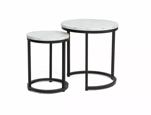 Set di 2 tavolini da caffè Hola Bianco e Nero