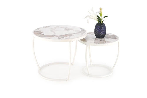 Set di 2 tavolini da caffè Ines Beige