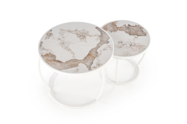 Set di 2 tavolini da caffè Ines Beige (7)