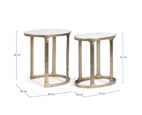 Bizzotto Set di 2 tavolini da caffè Janira Ottone