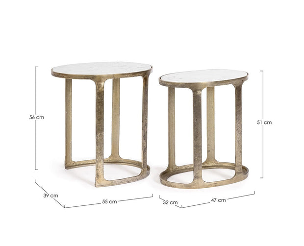 Bizzotto Set di 2 tavolini da caffè Janira Ottone