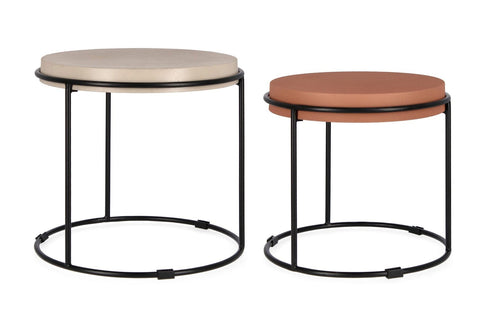 Bizzotto Set di 2 tavolini da caffè Ketaki Beige