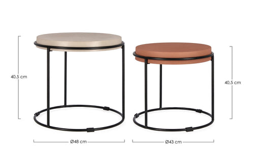 Bizzotto Set di 2 tavolini da caffè Ketaki Beige