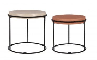 Bizzotto Set di 2 tavolini da caffè Ketaki Beige