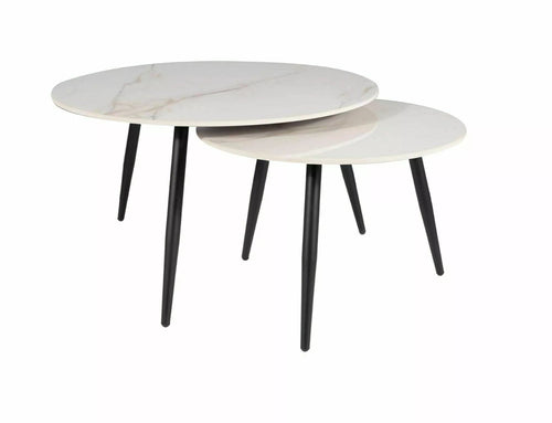 Set di 2 tavolini da caffè Kora D Bianco e Nero