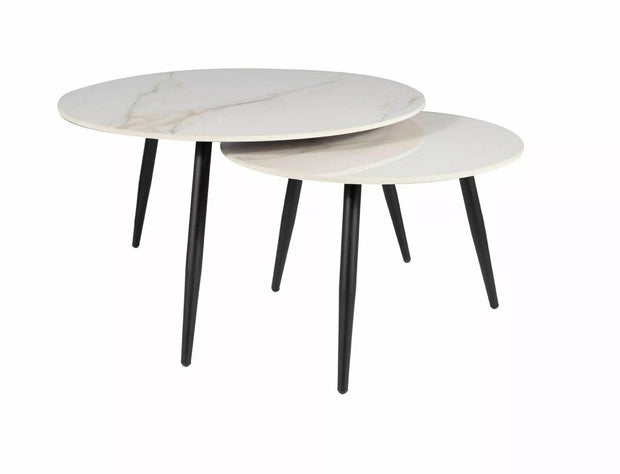 Set di 2 tavolini da caffè Kora D Bianco e Nero