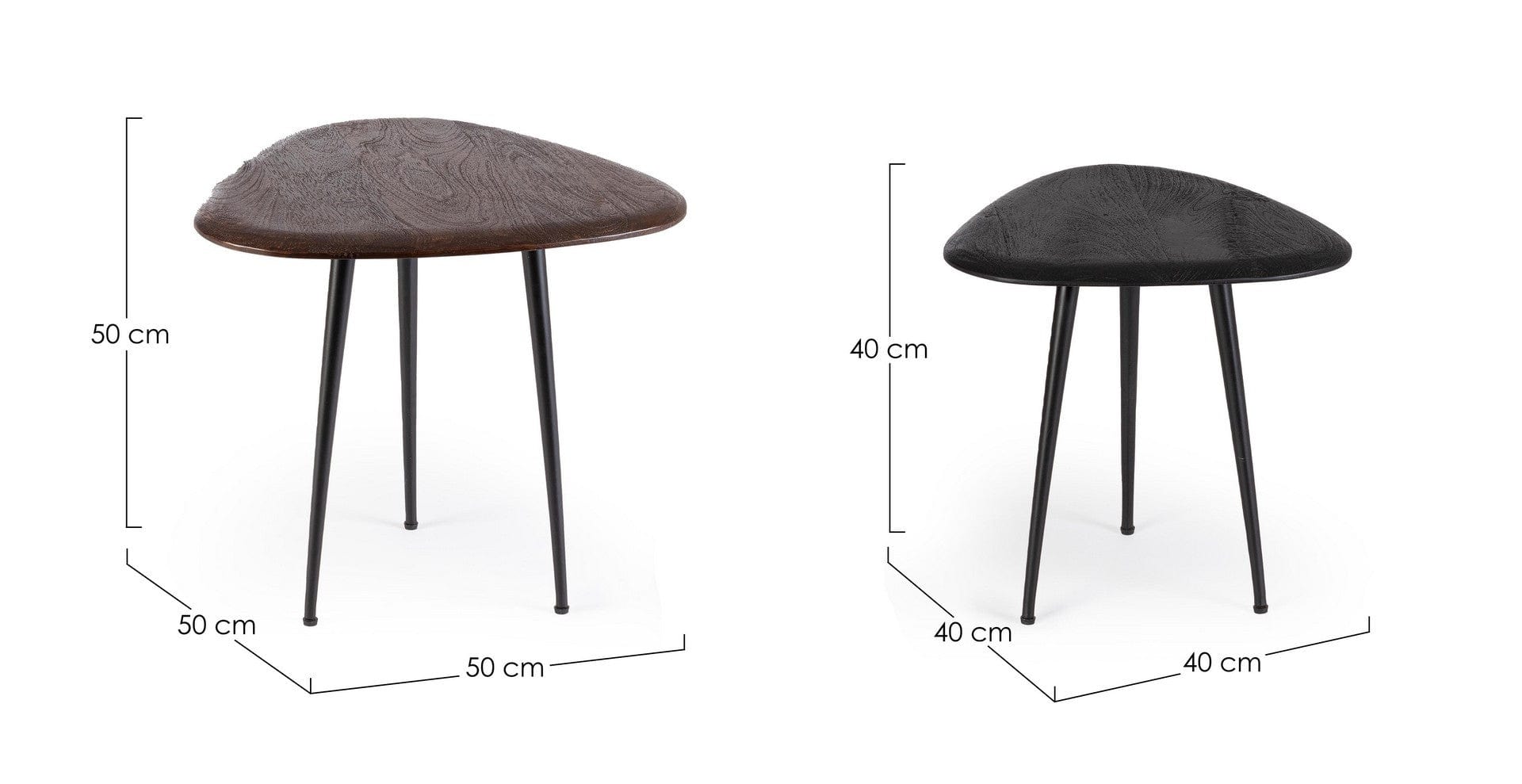 Bizzotto Set di 2 tavolini da caffè Mayo Nero