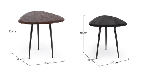 Bizzotto Set di 2 tavolini da caffè Mayo Nero