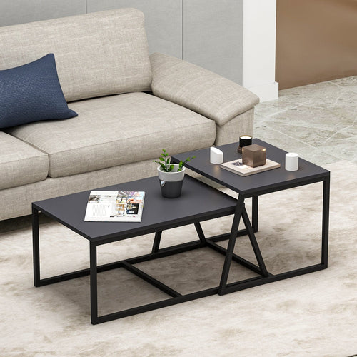 Set di 2 tavolini da caffè Minimal Antracite