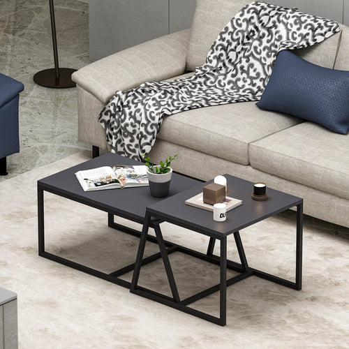 Set di 2 tavolini da caffè Minimal Antracite (1)
