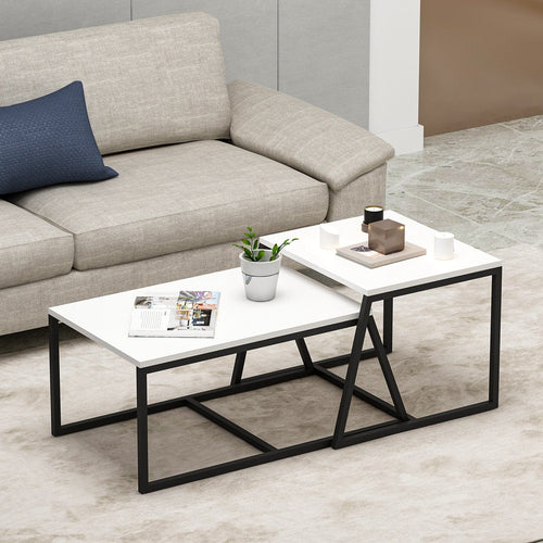 Set di 2 tavolini da caffè Minimal Bianco