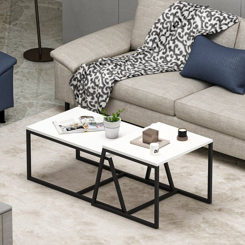 Set di 2 tavolini da caffè Minimal Bianco (1)