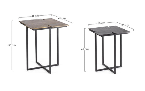 Bizzotto Set di 2 tavolini da caffè Nahla Nero