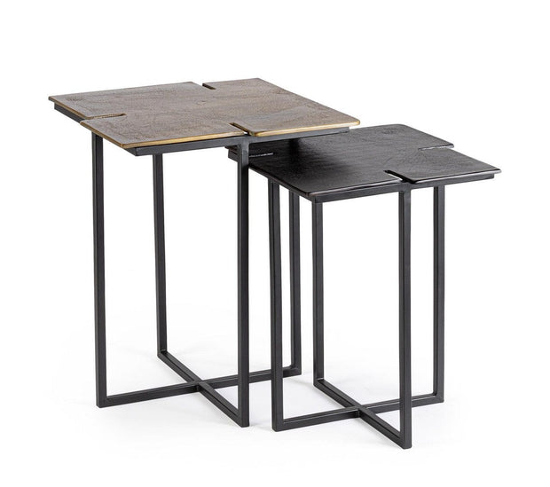 Bizzotto Set di 2 tavolini da caffè Nahla Nero