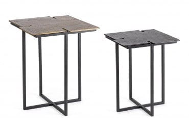 Bizzotto Set di 2 tavolini da caffè Nahla Nero