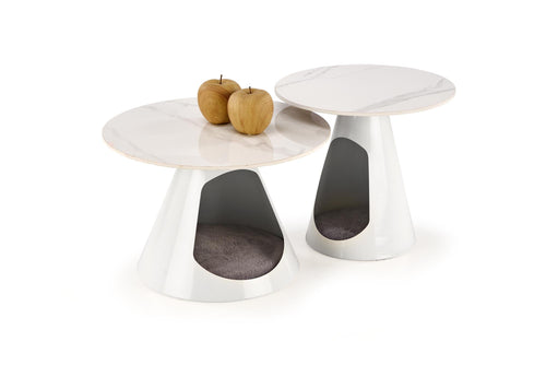 Set di 2 tavolini da caffè Osario Bianco