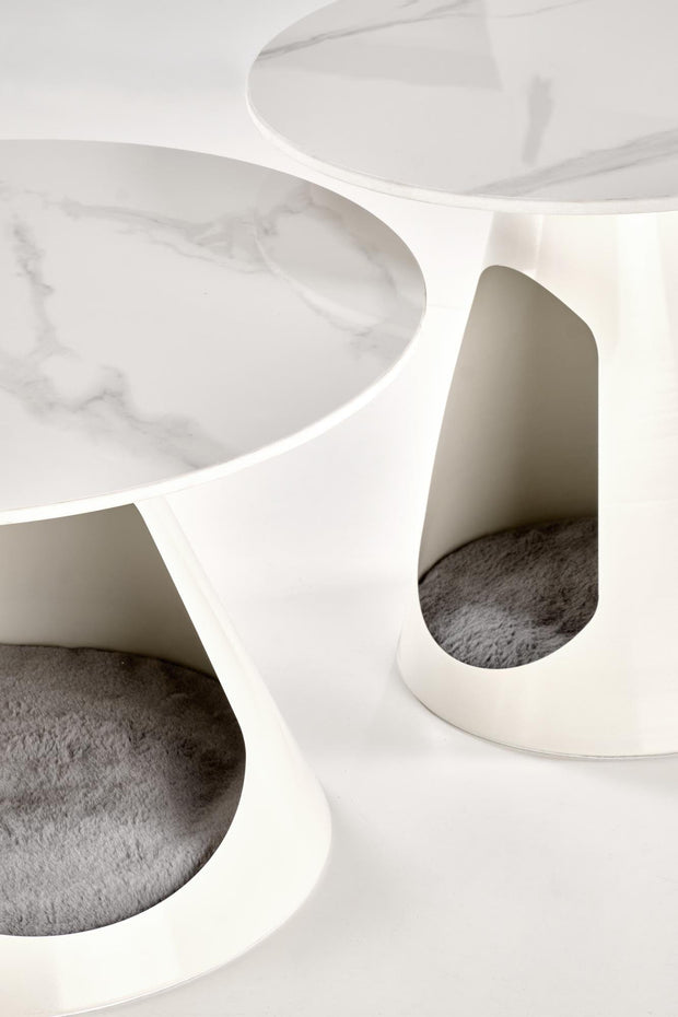 Set di 2 tavolini da caffè Osario Bianco (7)