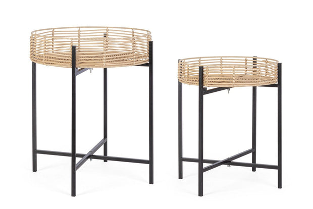 Bizzotto Set di 2 tavolini da caffè Rendy Naturale