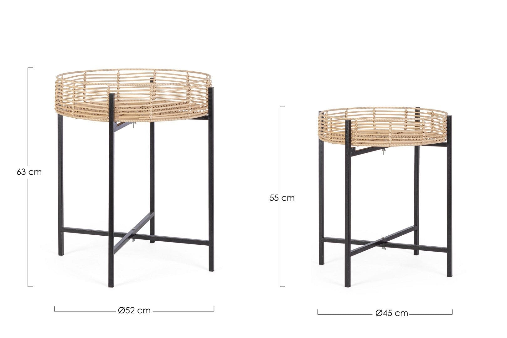 Bizzotto Set di 2 tavolini da caffè Rendy Naturale