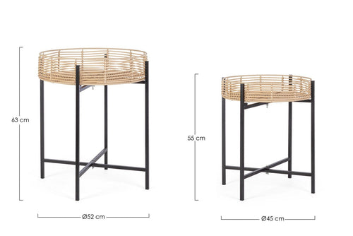 Bizzotto Set di 2 tavolini da caffè Rendy Naturale