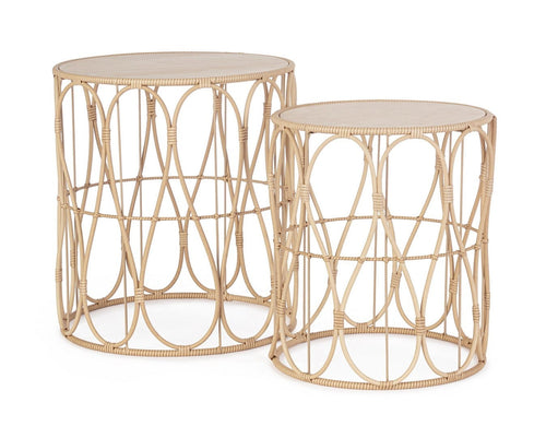 Bizzotto Set di 2 tavolini da caffè Sherly Naturale