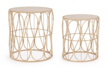 Bizzotto Set di 2 tavolini da caffè Sherly Naturale