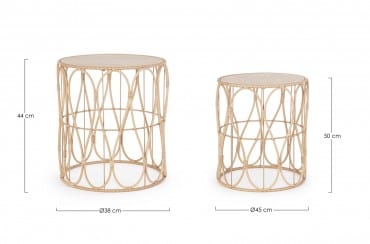 Bizzotto Set di 2 tavolini da caffè Sherly Naturale