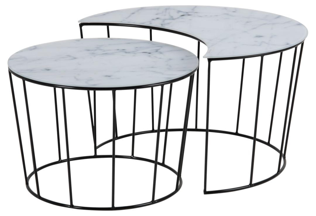 Set di 2 tavolini da caffè Sunmoon Bianco