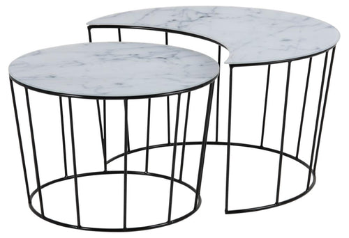 Set di 2 tavolini da caffè Sunmoon Bianco