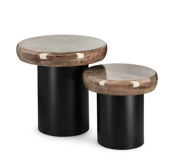 Bizzotto Set di 2 tavolini da caffè Talin Nero