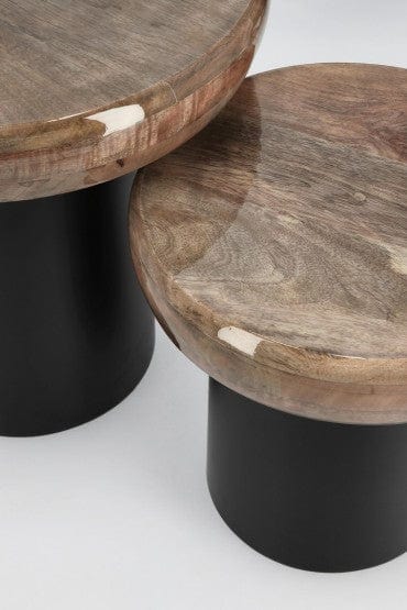 Bizzotto Set di 2 tavolini da caffè Talin Nero